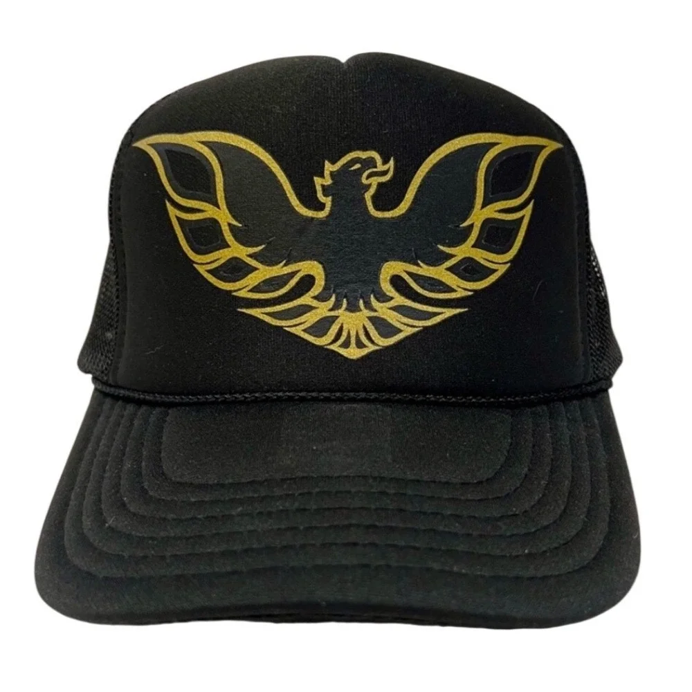 OTTO Black Trucker Hat Gold Eagle Logo Men One Size Fits Most Mesh Back Snapback - Picture 1 of 7